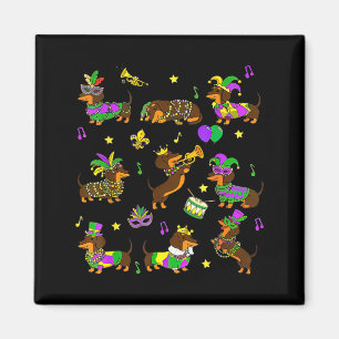Funny Dachshund Mardi Gras Weiner Graphic Art Magnet