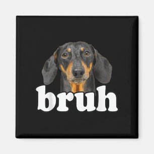 Funny Dachshund Meme Saying Bruh Funny Dog Sarcast Magnet