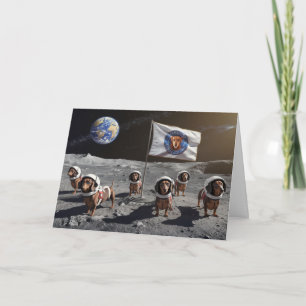 Funny Dachshund Moon Greeting Card
