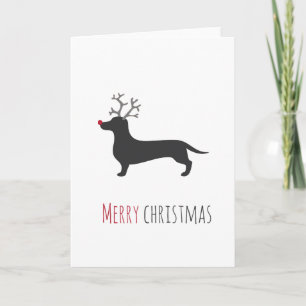 Funny Dachshund reindeer Christmas card