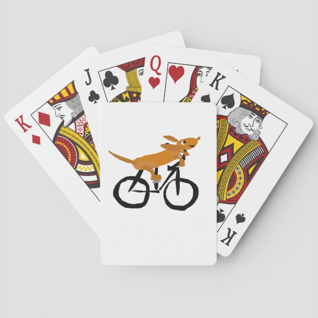 Funny Dachshund Riding Bicycle Poker Cards (Back)