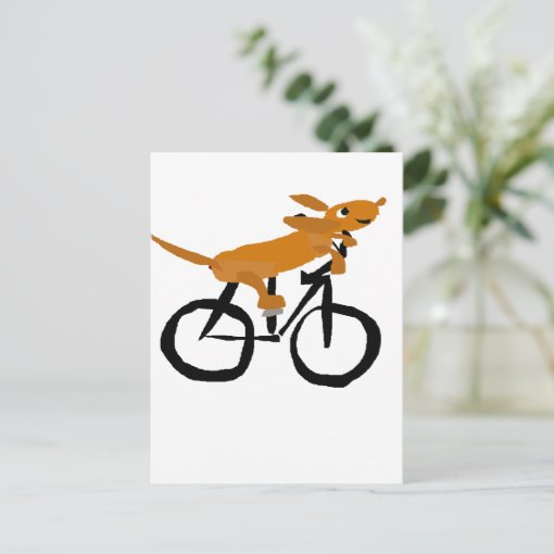 Funny Dachshund Riding Bicycle Postcard Zazzle
