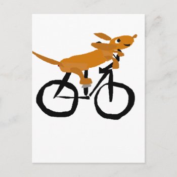 Funny Dachshund Riding Bicycle Postcard by Petspower at Zazzle