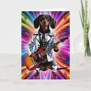 Funny Dachshund Rock Star Card