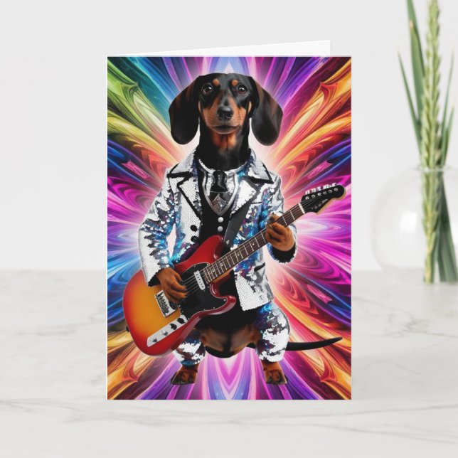 Funny Dachshund Rock Star Card (Front)