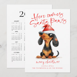 Funny Dachshund Santa Paws 2027 Calendar Christmas Holiday Card