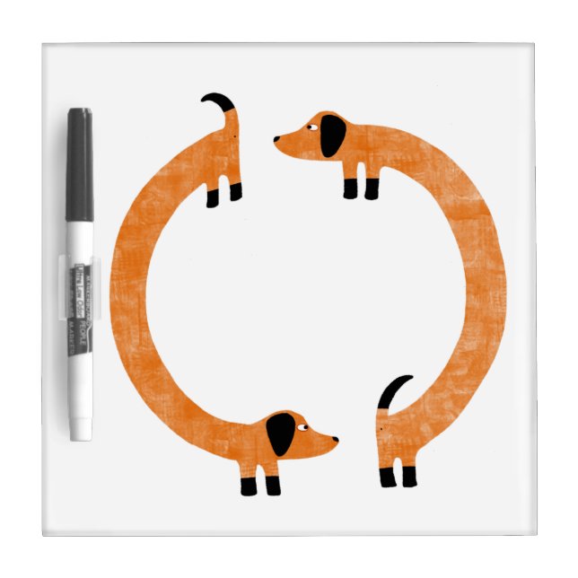 Funny Dachshund Sausage Dog Circle Dry Erase Board (Front)