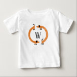 Funny Dachshund Sausage Dog Monogram Baby T-Shirt<br><div class="desc">Cute and funny dachshund,  sausage dogs or wiener dogs in perpetual motion.
Customize by changing or removing the initial.</div>