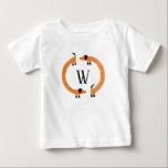 Funny Dachshund Sausage Dog Monogram Baby T-Shirt<br><div class="desc">Cute and funny dachshund,  sausage dogs or wiener dogs in perpetual motion.
Customize by changing or removing the initial.</div>