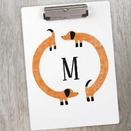 Funny Dachshund Sausage Dog Monogram Clipboard