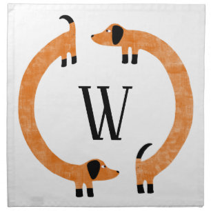 Funny Dachshund Sausage Dog Monogram Cloth Napkin