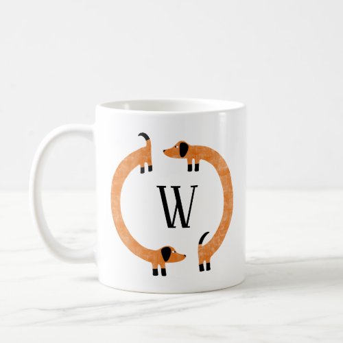 Funny Dachshund Sausage Dog Monogram Coffee Mug