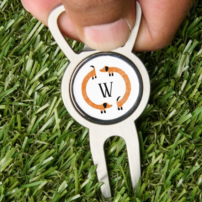 Funny Dachshund Sausage Dog Monogram Divot Tool (Creator Uploaded)