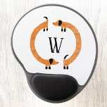 Funny Dachshund Sausage Dog Monogram Gel Mouse Pad<br><div class="desc">Cute and funny dachshund,  sausage dogs or wiener dogs in perpetual motion.
Customize by changing or removing the initial.  Original art by Nic Squirrell.</div>