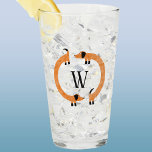 Funny Dachshund Sausage Dog Monogram Glass<br><div class="desc">Cute and funny dachshund,  sausage dogs or wiener dogs in perpetual motion.
Customize by changing or removing the initial.</div>