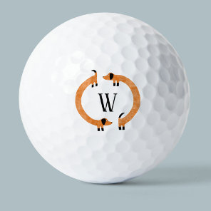 Funny Dachshund Sausage Dog Monogram Golf Balls