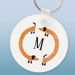 Funny Dachshund Sausage Dog Monogram Keychain<br><div class="desc">Cute and funny dachshund,  sausage dogs or wiener dogs in perpetual motion.
Customize by changing or removing the initial.</div>
