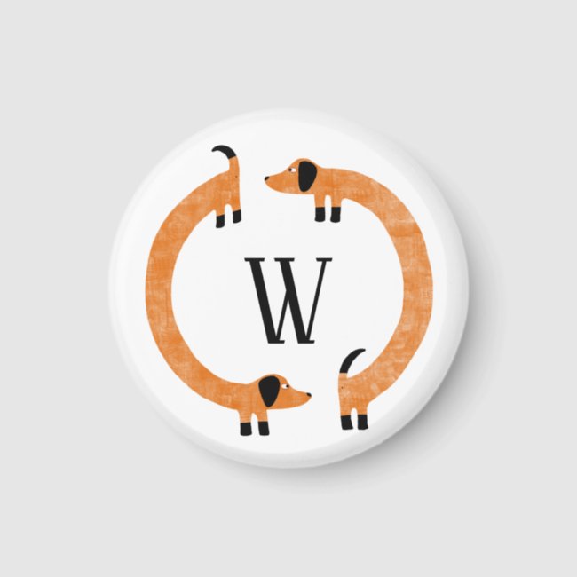 Funny Dachshund Sausage Dog Monogram Magnet