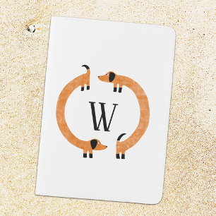 Funny Dachshund Sausage Dog Monogram Passport Holder