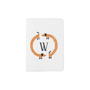 Funny Dachshund Sausage Dog Monogram Passport Holder