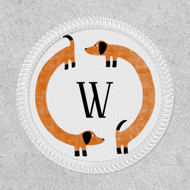 Funny Dachshund Sausage Dog Monogram Patch (Front)