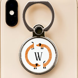 Funny Dachshund Sausage Dog Monogram Phone Ring Stand