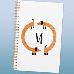 Funny Dachshund Sausage Dog Monogram Planner<br><div class="desc">Cute and funny dachshund,  sausage dogs or wiener dogs in perpetual motion.
Customize by changing or removing the initial.</div>