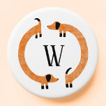 Funny Dachshund Sausage Dog Monogram PopSocket<br><div class="desc">Cute and funny dachshund,  sausage dogs or wiener dogs in perpetual motion.  Customize by changing or removing the initial. Original art by Nic Squirrell.</div>
