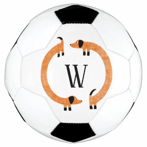 Funny Dachshund Sausage Dog Monogram Soccer Ball