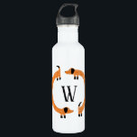 Funny Dachshund Sausage Dog Monogram Stainless Steel Water Bottle<br><div class="desc">Cute and funny dachshund,  sausage dogs or wiener dogs in perpetual motion.
Customize by changing or removing the initial.</div>