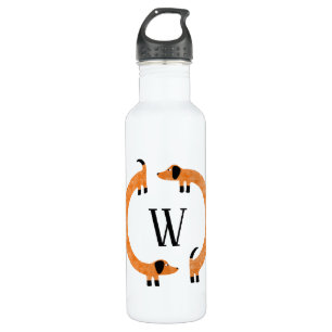 Funny Dachshund Sausage Dog Monogram Stainless Steel Water Bottle