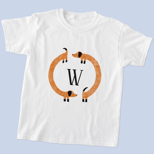 Funny Dachshund Sausage Dog Monogram T_Shirt