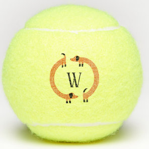 Funny Dachshund Sausage Dog Monogram Tennis Balls