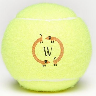 Funny Dachshund Sausage Dog Monogram Tennis Balls