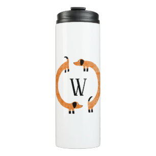 Funny Dachshund Sausage Dog Monogram Thermal Tumbler