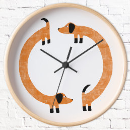 Funny Dachshund Sausage Dog Round Clock