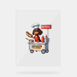 Funny Dachshund Sausage Dog Weenie Hotdog Sandwich Acrylic Sign