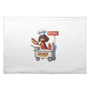 Funny Dachshund Sausage Dog Weenie Hotdog Sandwich Cloth Placemat