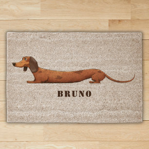 Funny Dachshund Sausage Dog Wiener Personalizable  Fiber Doormat