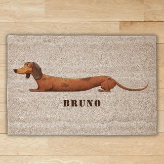 Funny Dachshund Sausage Dog Wiener Personalizable  Fiber Doormat