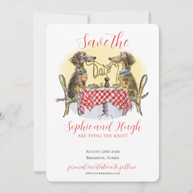 Funny Dachshund Save The Date Dog Lovers Card (Front)