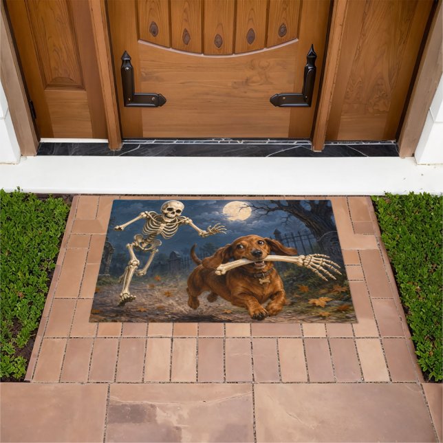 Funny Dachshund Skeleton Doormat (Outdoor)