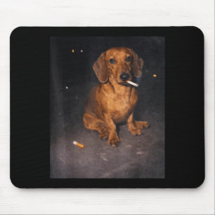 Funny dachshund smoking meme cigarette dog meme mouse pad