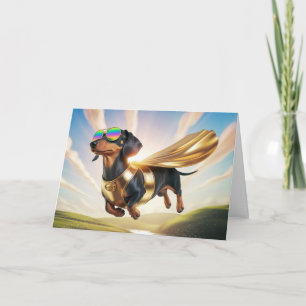 Funny Dachshund Superhero Greeting Card