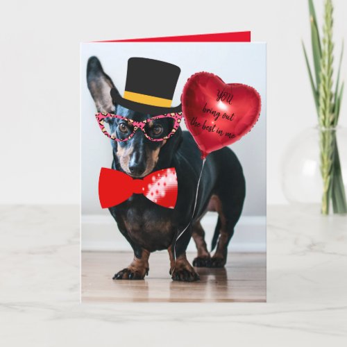 Funny Dachshund Valentine Custom Text Folded Holiday Card