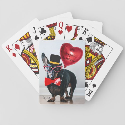 Funny Dachshund Valentine Cute Custom Text Fun Playing Cards