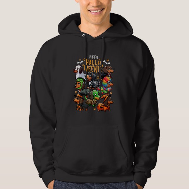 Funny Dachshund Weenie Doxie Halloween Costume Men Hoodie (Front)