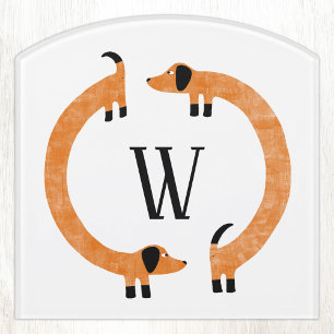 Funny Dachshund Wiener Dog Monogram Door Sign