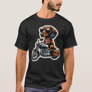 Funny Dachshund Wiener Dog Riding Motorcycle Bike T-Shirt