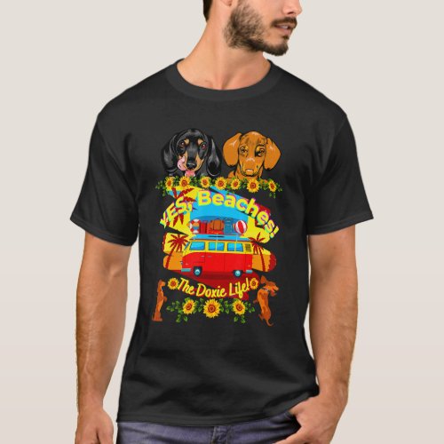 Funny Dachshund  Wiener Dog  Vintage Yes Beaches 1 T_Shirt